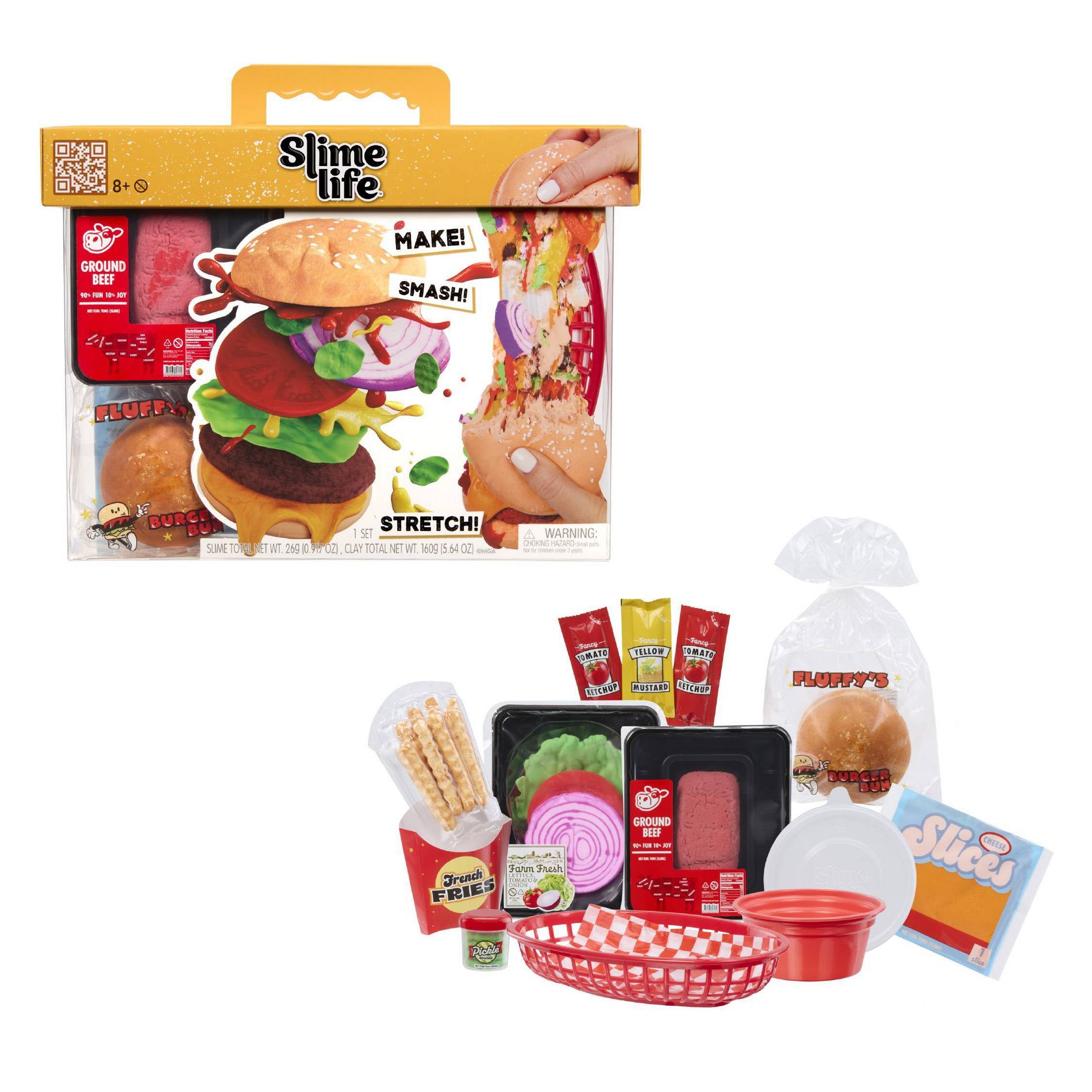 Slime Life Cheeseburger DIY Slime Kit - Unboxing Ingredients to Make,Smash and Stretch Your Food