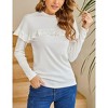 Womens Turtleneck Shoulder Knited Long Ruffle Sleeve Slim Fit Blouses Casual Sweatshirts - 2 of 4