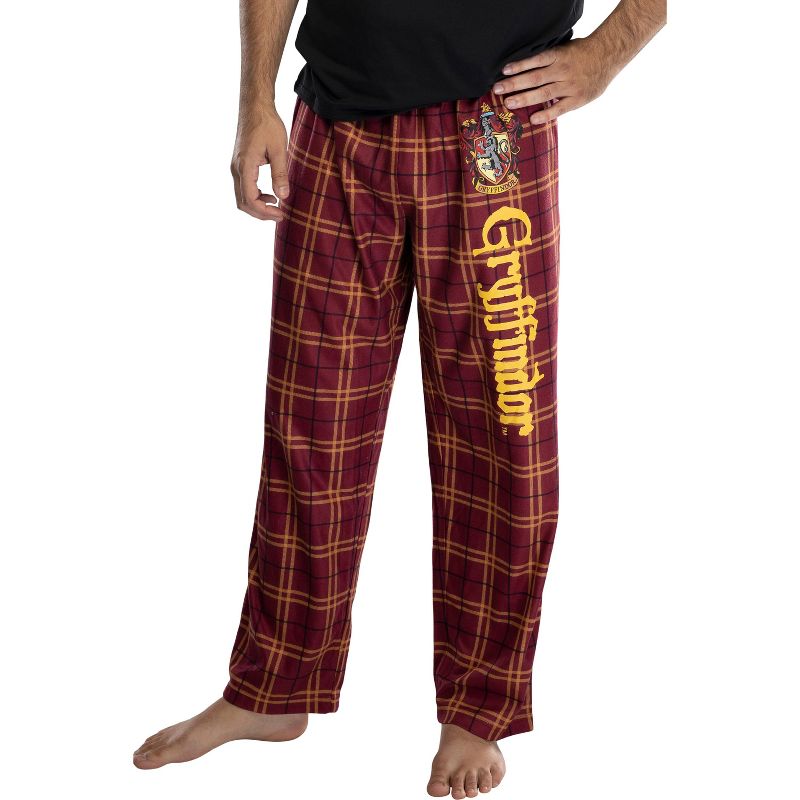 Harry Potter Adult Mens' House Crest Plaid Pajama Pants - All 4 Houses Gryffindor Ravenclaw Slytherin Hufflepuff, 1 of 3