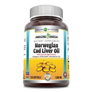 Amazing Omega Norwegian Cod Liver Oil 1000 Mg Orange Flavor 250 Softgels - 1 of 1