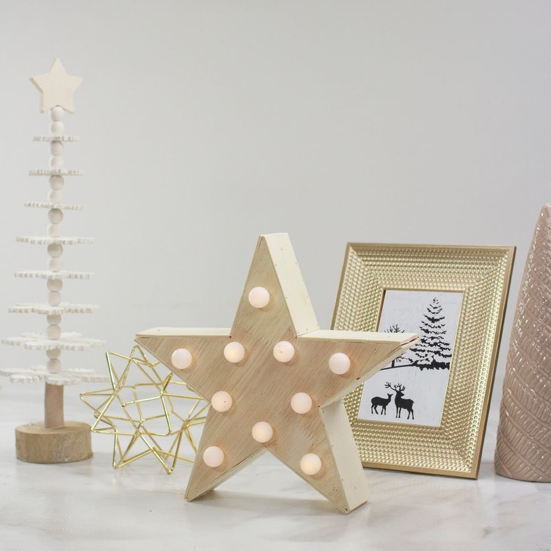Northlight 9.25" Lighted 5 Point Wooden Star Christmas Tabletop Decor, 2 of 6