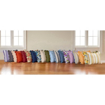 King Navy Floral Cotton Sham with Scalloped Edges