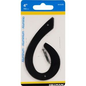 Hillman 4 in. Black Aluminum Nail-On Number 6 1 pc (Case of 3) - 1 of 1