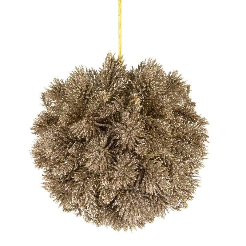 Northlight 6" Gold Glittered Pine Christmas Ball Ornament, 1 of 5