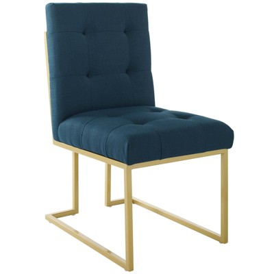 Privy Gold Stainless Steel Upholstered Fabric Dining Accent Chair - Modway