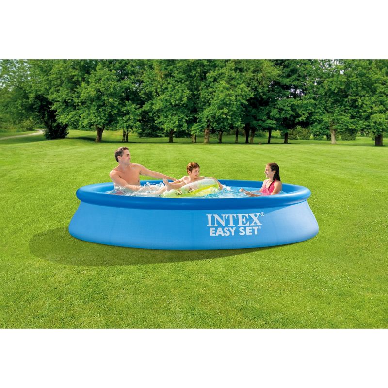 Intex Easy Set Inflatable Puncture Resistant Circular Above Ground Portable Outdoor Family Swimming Pool with Filter, 3 of 7