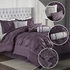 7 Pcs Faux Silk Bedding Set, Solid Color RIAB Royal Style Comforter Set, Tufted Dimensional Design Smooth Edge Comforter with Matching Pillow Cases - 2 of 4
