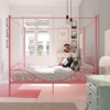 KWPZQEB Canopy Metal Bed with Headboard and Footboard, Canopy Bed Frame Heart-Shaped Scroll Design & Round Top Post for Girl, Pink - 2 of 4