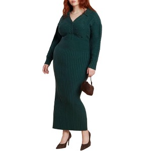 ELOQUII Collared Cinched Sweater Dress - 1 of 3