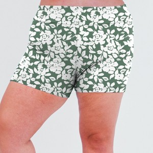 Calypsa Women's Plus Size Chlorine Resistant High Waisted Swim Shorts - 1 of 2