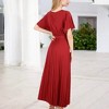 Anna-Kaci Women's V-Neck Flutter Sleeve Maxi Dress with Pleated Skirt and Waist Tie - 2 of 4