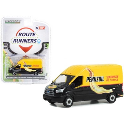 2019 Ford Transit LWB High Roof Van "Pennzoil Express Oil Change" Yellow & Black 1/64 Diecast Model Car by Greenlight