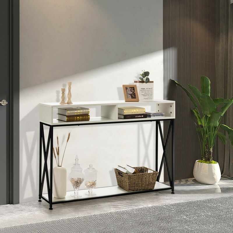 Costway Console Table with Open Shelf and Storage Compartments Steel Frame, 4 of 13