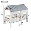 Twin House Bed for Kids Wood Low Loft Bed Frame with Windows and Roof, Easy Assembly White - 2 of 4