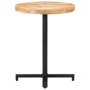 vidaXL Rough Mango Wood Bistro Table - Round Design, Heavy-Duty Iron Base, Indoor & Outdoor Use, Brown Finish, Assembly Required - 1 of 4