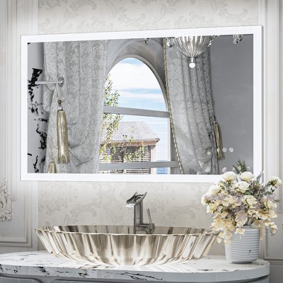 Keonjinn Smart LED Bathroom Vanity Wall Mirror, 3 Color Temperatures Dimmable, Frontlit & Backlit, Dimmable, Acrylic Edge, Anti Fog, Radar Sensor