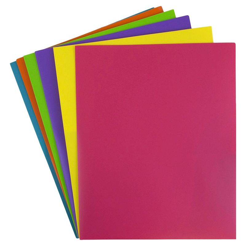JAM 6pk POP 2 Pocket School Presentation Plastic Folders Fashion Colors, 3 of 7