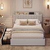 2025 New Bed Frame With 2 Flexible Drawers And Bookcase Headboard, Boucle Upholstered Platform Bed For Boys/Girls, Noise-Free, Easy Assembly, No Box - 4 of 4