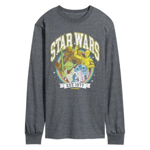 Men's - Star Wars - Yoda and friends Collegiate Long Sleeve Graphic T-Shirt - 1 of 3