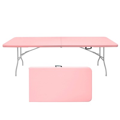 VisioGear Small Outdoor Folding Table with Handle, Portable Outdoor Folding Table for Travel, Camping, Pink, 95.98"*30"*28.46"