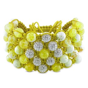 EVERLY JEWELRY | Cotton Cord Shambhala Cuff Bracelet with Gemstone Beads - - Multiple Gemstone and Cord Color Options - 1 of 3