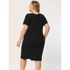 Agnes Orinda Women's Plus Size Solid Comfort Lace V Neck Short Sleeves Midi Knit Nightgowns - 4 of 4