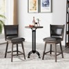 Tangkula 25" Bar Stools Set of 4 Upholstered Swivel Bar Chairs with Ergonomic Back Footrest & Rubber Wood Legs Wooden Faux Leather Counter Height - 2 of 4
