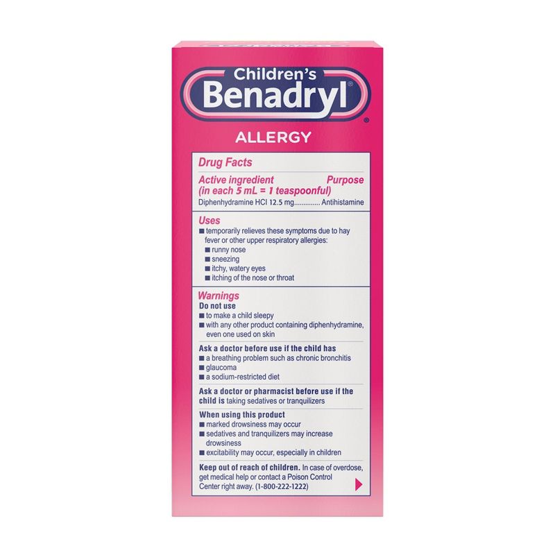 Children&#39;s Benadryl Diphenhydramine Allergy Relief Liquid - Cherry Flavor - 8 fl oz, 5 of 11