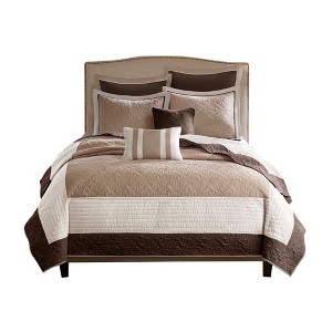 Gracie Mills Colby 7-Piece Quilt Set with Euro Shams and Cozy Throw Pillows - 1 of 4