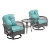 3-Piece Outdoor Swivel Rocker Patio Chairs Set with Cushions and Glass Table, Patio Small Space Chat Sets for Balcony or Backyard-The Pop Home - 3 of 4