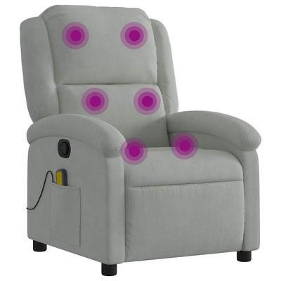 vidaXL Massage Recliner Chair with 6-Point Vibration, Adjustable - Light Gray Velvet