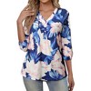 Nlife Women's Casual V Neck Floral Print 3/4 Length Sleeve Blouses Tropical Hawaiian Shirt Tops - 2 of 4