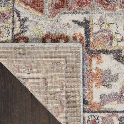 Juniper Blue and Multicolor Synthetic Medallion Area Rug