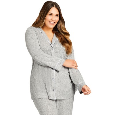 Avenue Women's Plus Size Hacci Button Top