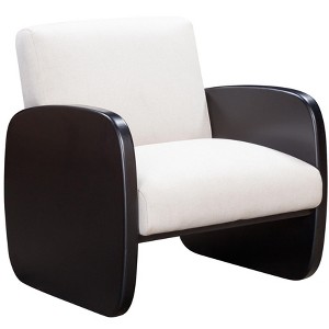 29" White And Natural Linen Arm Chair - 1 of 4