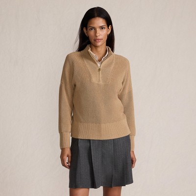 Lands' End Women's Drifter Shaker Wedge Quarter Zip Sweater