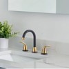 WOWOW 8 in. Widespread Double Handle Bathroom Faucet with Drain Kit Included in Brushed Nickel - 2 of 4