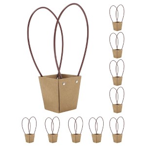 Unique Bargains Floral Bouquet Bag with Handle for Birthday Wedding Christmas Yellowish Brown 10 Pcs - 1 of 4