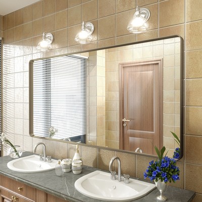 Apmir 60 in. W x 30 in. H Rectangular Aluminum Alloy Framed and Tempered Glass Wall Mirror in Brushed Bronze