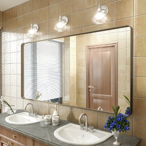 Apmir 60 in. W x 30 in. H Rectangular Aluminum Alloy Framed and Tempered Glass Wall Mirror in Brushed Bronze - 1 of 4