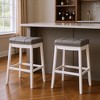 HomeRoots Set of Two 30" Gray and White Faux Leather and Solid Wood Backless Bar Height Bar Chairs - 2 of 4