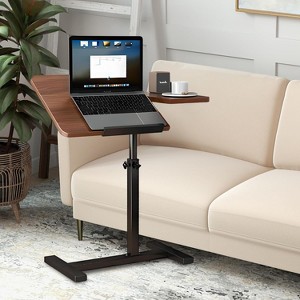 Side Table With Hidden Rollers Height Adjustable Stand Desk Computer Table With Tiltable Divided Top, for Office Sofa Nursing Bed - 1 of 4