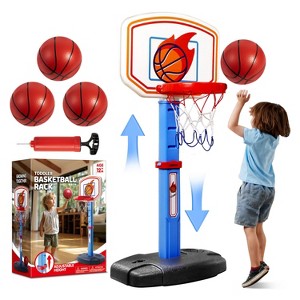 Joyfy Toddler Basketball Hoop, 30.7”-42.5” Adjustable Basketball Game Set With 4 Balls for Kids Indoor Outdoor Play, Gift for Boys Girls Age 1 and Up - 1 of 4