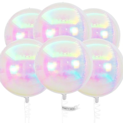 PartyWoo Foil Balloons Iridescent Round 22 Inch 6 pcs