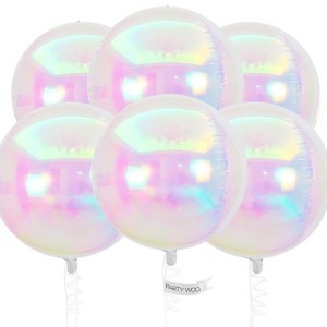 PartyWoo Foil Balloons Iridescent Round 22 Inch 6 pcs - 1 of 4