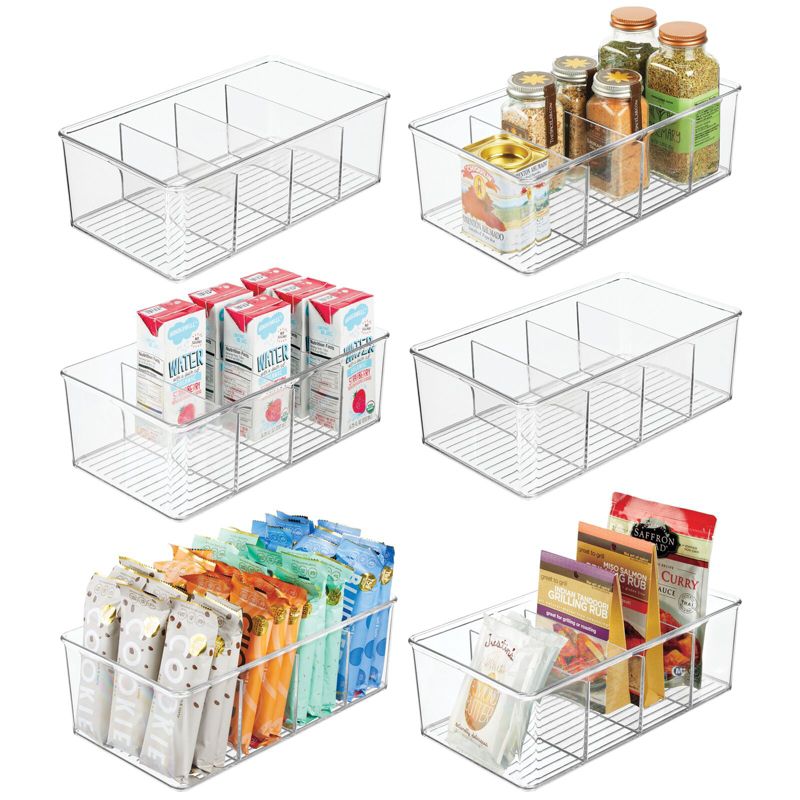 mDesign Plastic 4-Section Divided Kitchen or Pantry Organizer Bin, 1 of 7