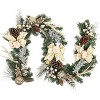 GAOMON 6 Feet Christmas Garland with Lights for Mantle, Lighted Battery Operated Xmas Garland with 20 LED Lights Gold Balls - 2 of 4