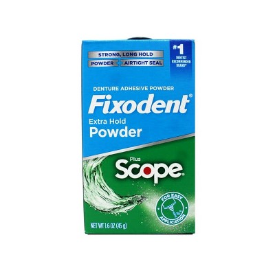 Fixodent Extra Hold Plus Scope Denture Powder Adhesive 1.6oz