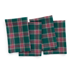 Solino Home Linen Plaid Dinner Napkins for Christmas | Green Tartan Plaid - 1 of 4