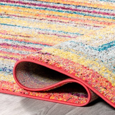 Reversible Multicolor Synthetic Indoor Runner Rug 31" x 8"